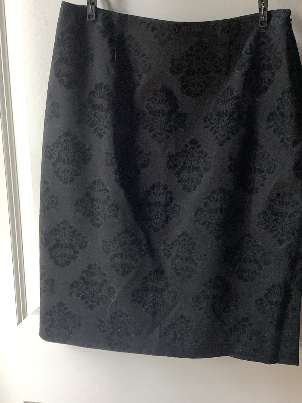 Apostrophe Black Damask Jacquard Pencil Skirt